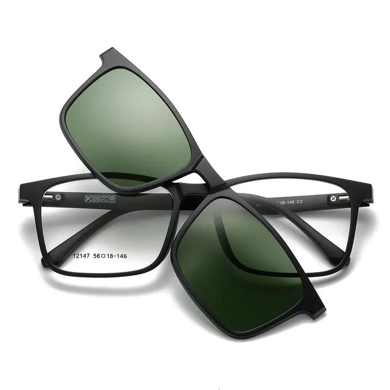 INTERFACE Women\'s Eyeglasses Frames With Magnetic Clip-On Sunglasses Green Unisex Magnetic glasses 2 in 1 Polarized Clip on Sunglasses  main image 4