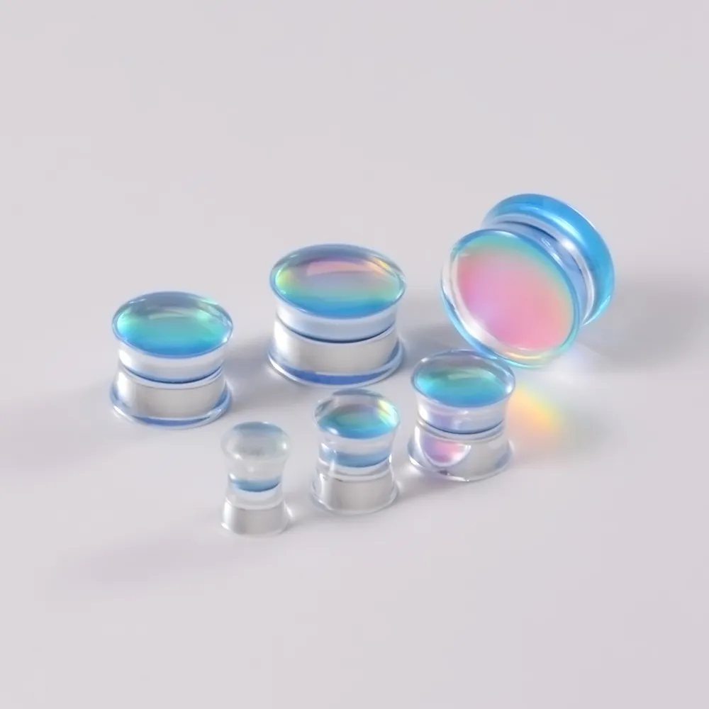 Acrylic Flash Film Double Flared Earring Plugs - Bling Saddle Gauge Expander For Body Piercing Jewelry