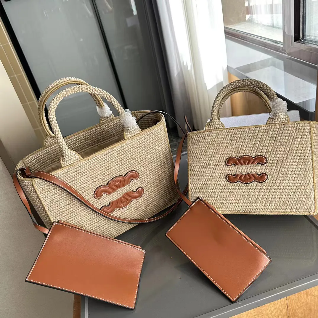 Tote bag Designer bag women's handbag luxury set embroidered shopping bag grass woven vegetable basket French style shoulder bag crossbody bag beach bag