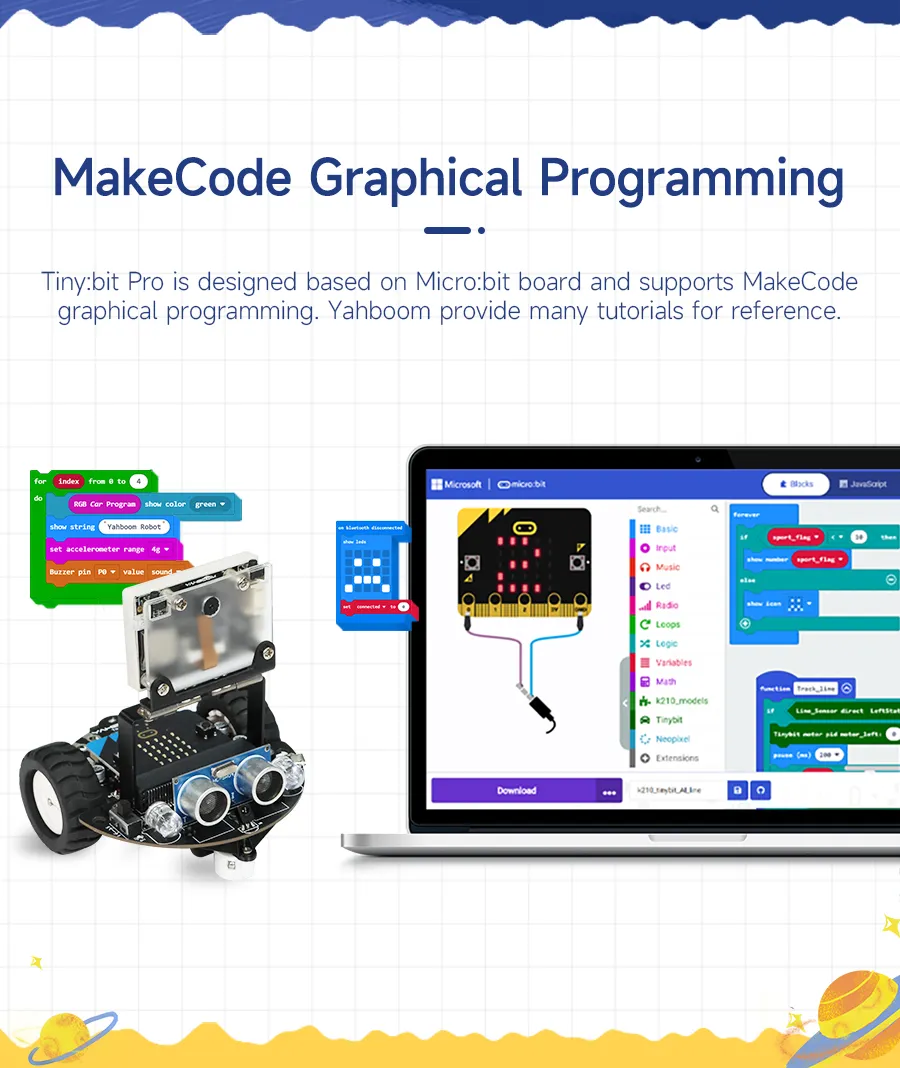 Microbit Smart Robot Car AI Visual Robot With K210 Module For Kids ...