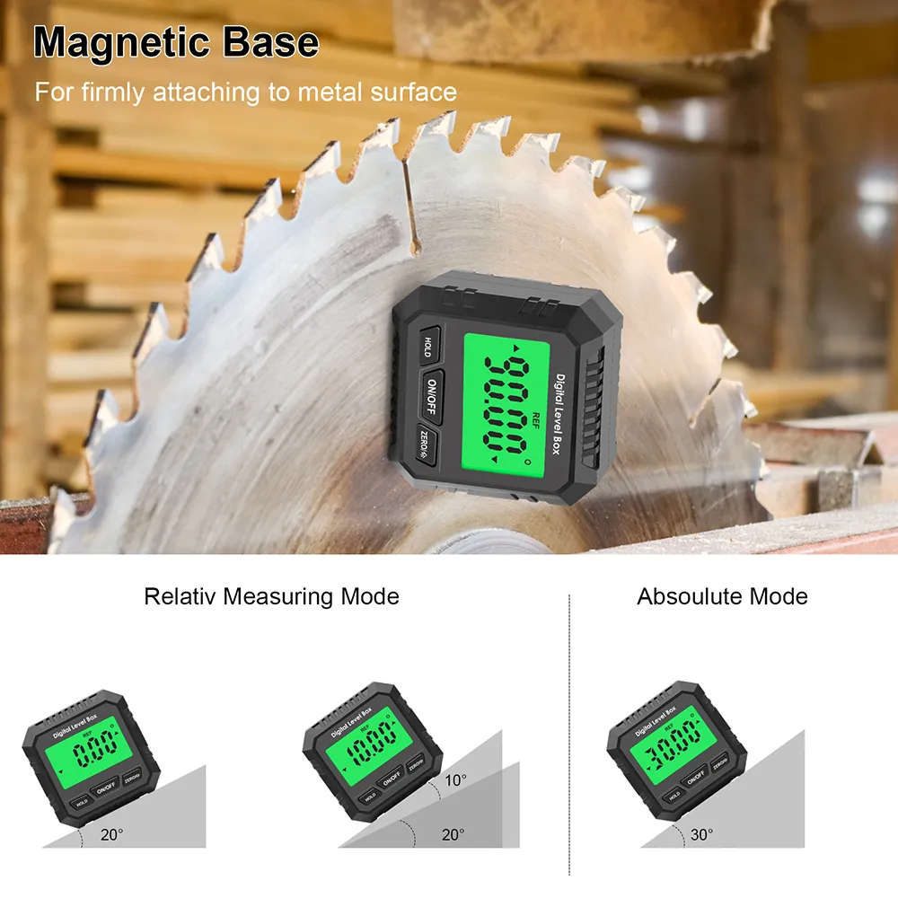 Digital Angle Finder Magnetic Protractor Inclinometer Angle Level Meter Tool Digital Protractor Bevel Gauge For Woodworking, Table Saw, Construction V-Groove 0~360 Degree With Backlight - View #5