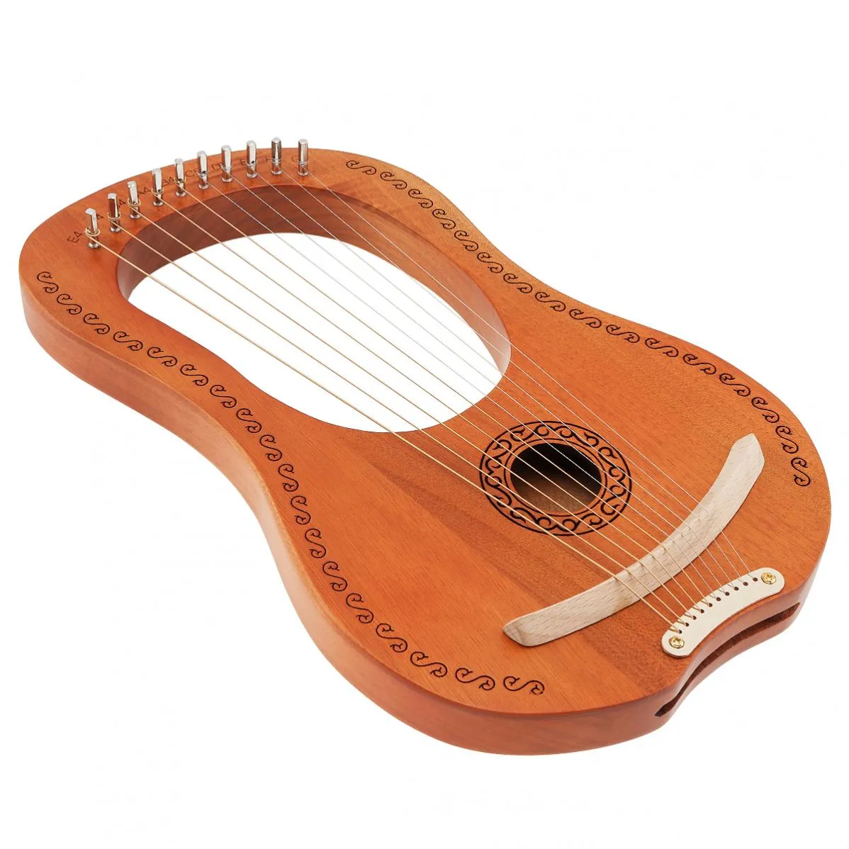 Mahogany 10 String Lyre Harp with Tuning Hammer Beginner s String Instrument