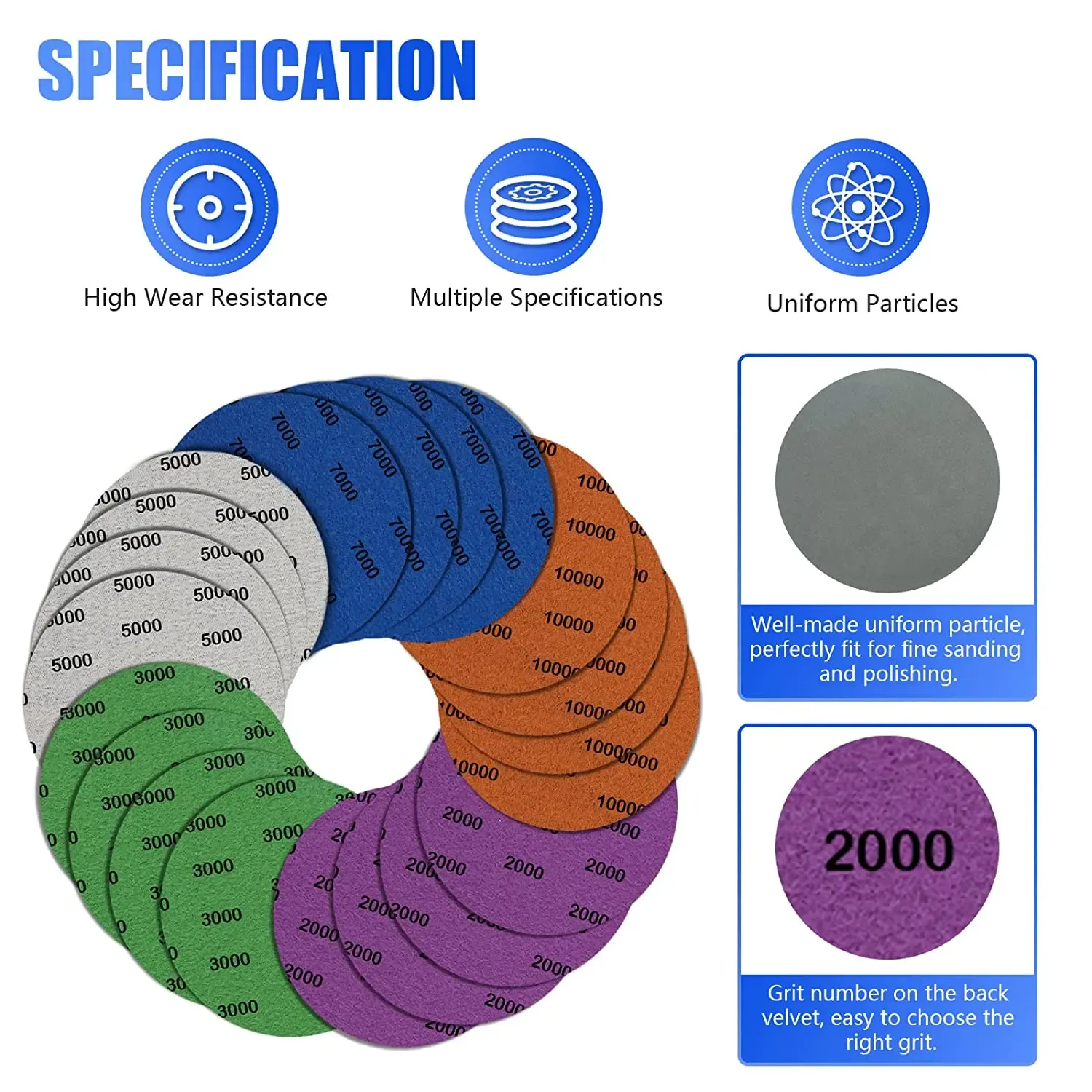 50 Pc 6 Inch Sanding Discs - 1200 To 5000 Grit, Hook & Loop, Wet/Dry For Orbital Sander - View #11