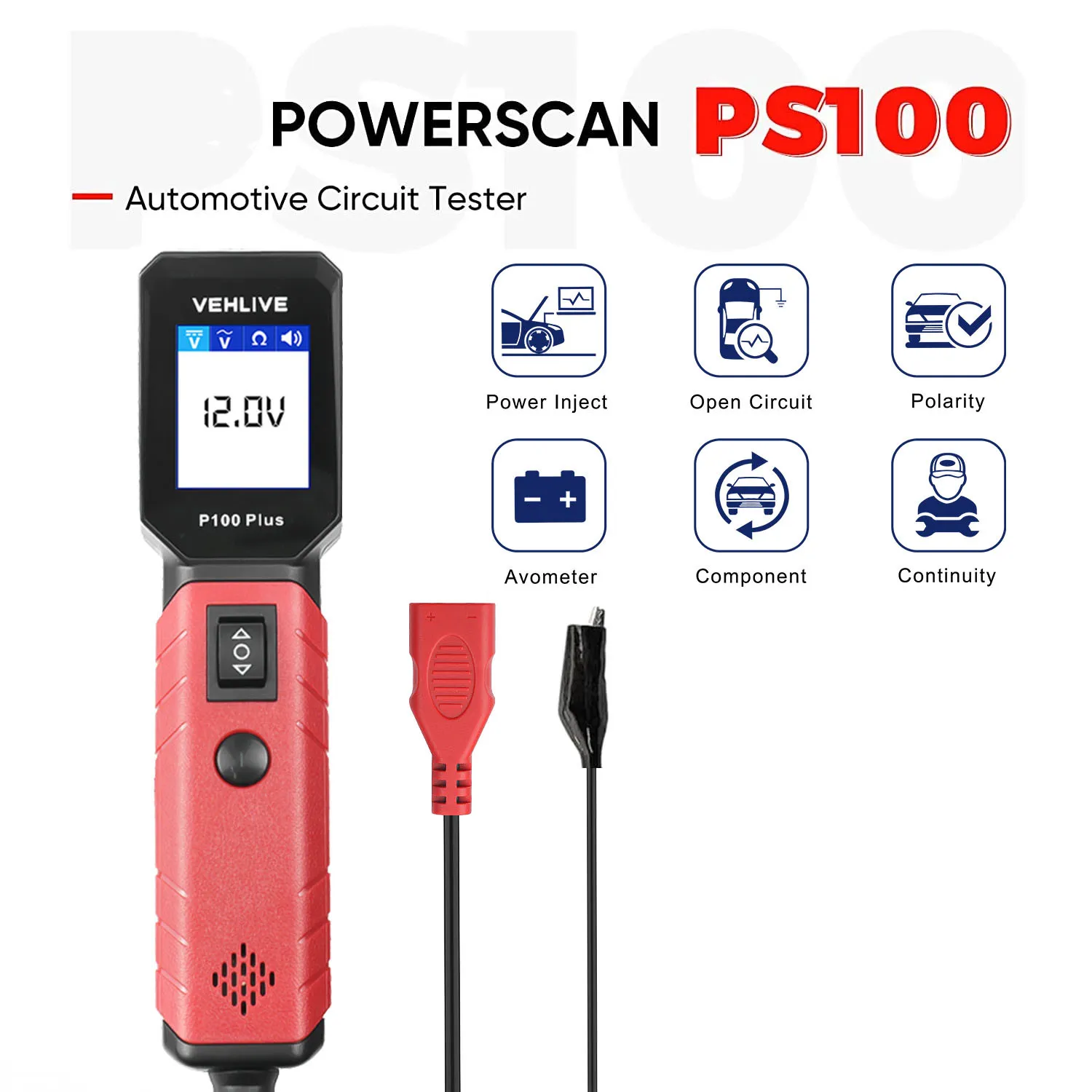 Outil De Diagnostic électrique AUTEL PowerScan PS100 - Testeur De Circuits 12V/24V, écran Couleur