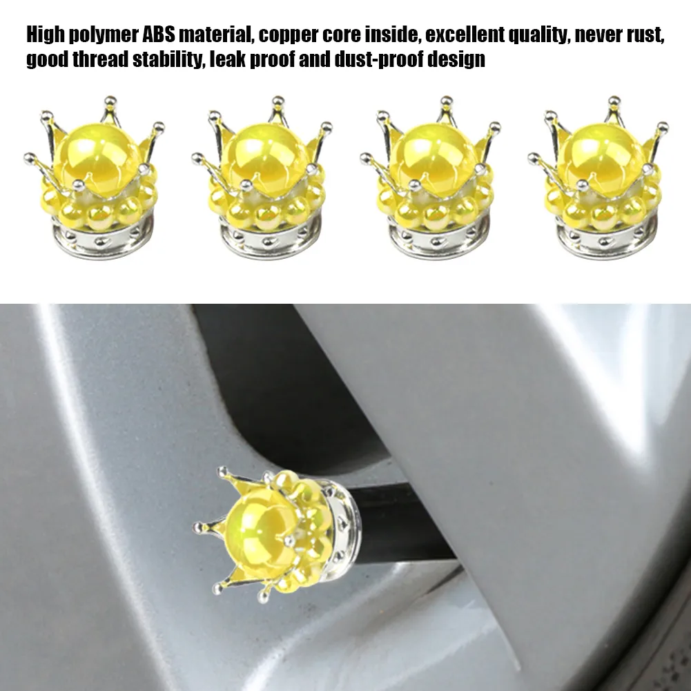 Universal Stem Covers 4-Pack Bling Tire Valve Caps - Crystal Rhinestone Stem Covers For Cars, SUVs, Bicycles & Trucks Rhinestone Tire Accessories-203970