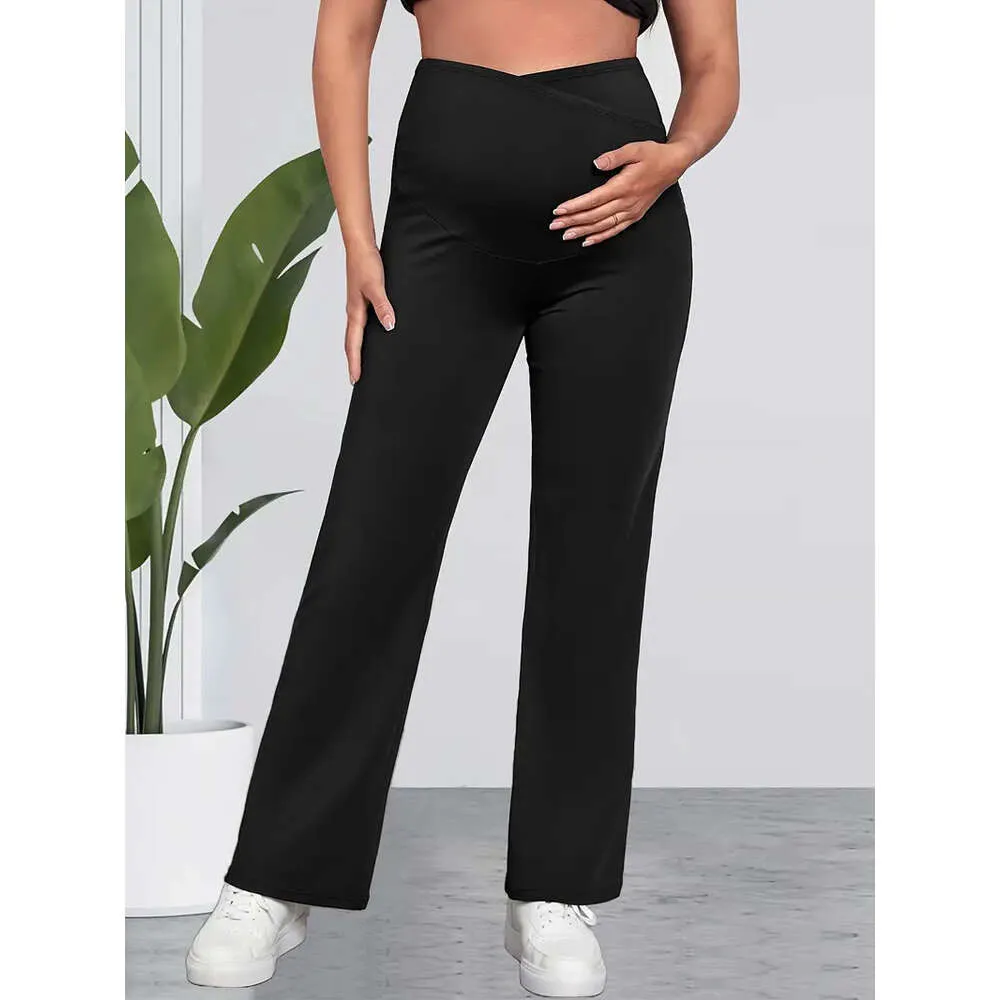 Ropa europea y americana, pantalones cultivados de mujeres embarazadas ajustables, casual L2405