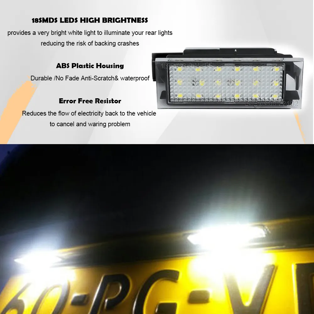 Torin Parts LED Number Plate Light – For Renault Megane, Master, Laguna, Trafic, Clio – 6000K, W5W