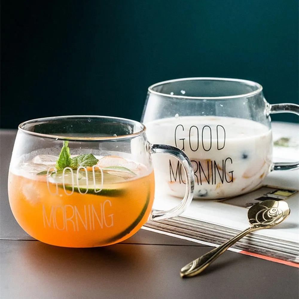 Round Transparent Glass Coffee Mug Cup with Handle 12 oz Clear Drinkware  for Milk Tea Juice from Dhgate Other Dinnerware - price 15.43