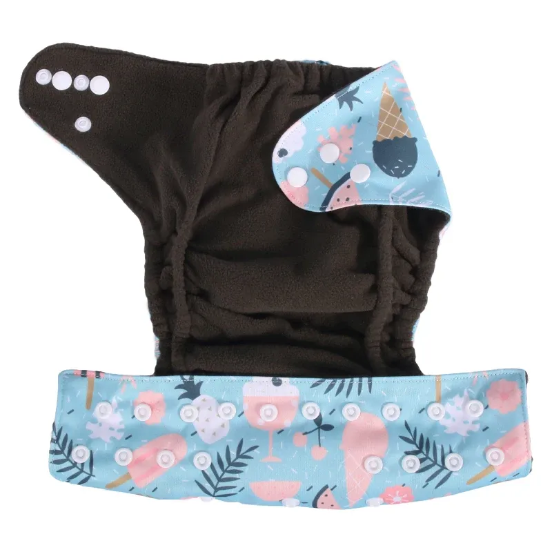 Littles & Bloomz, Reusable Pocket Real Cloth Nappy Washable Diaper Bamboo Charcoal, Pattern 1, With 1 Charcoal Insert