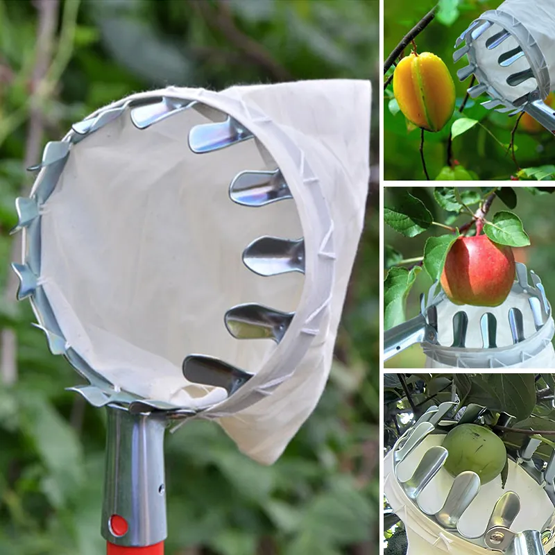 Cueille-fruits Télescopique 4 M – Pince Réglable 16 Cm – Acier Inoxydable – Pour Jardin Et Verger