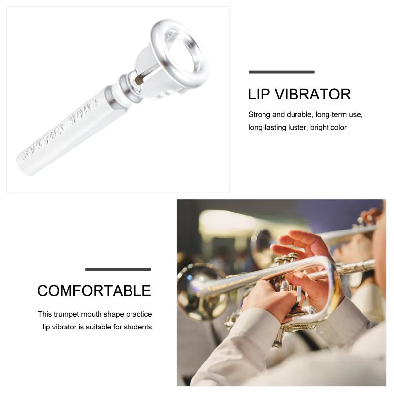 Trombone Mouthpiece Trainer Silver Plated Simulator Trumpet