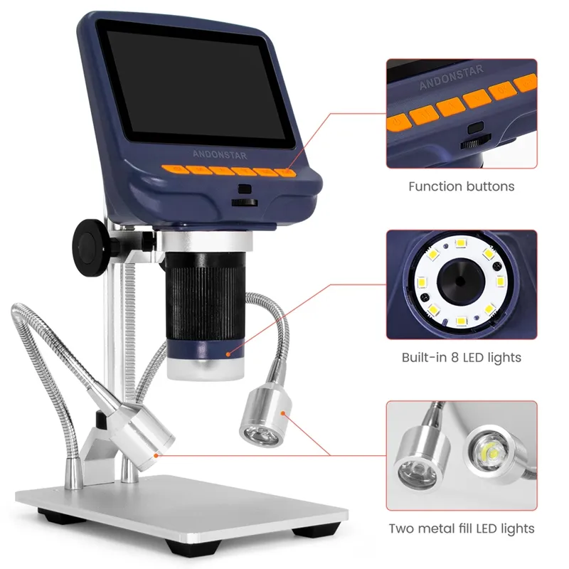 3-inch LCD USB Digital Microscope 220X IR Remote Electronic Magnifier ...