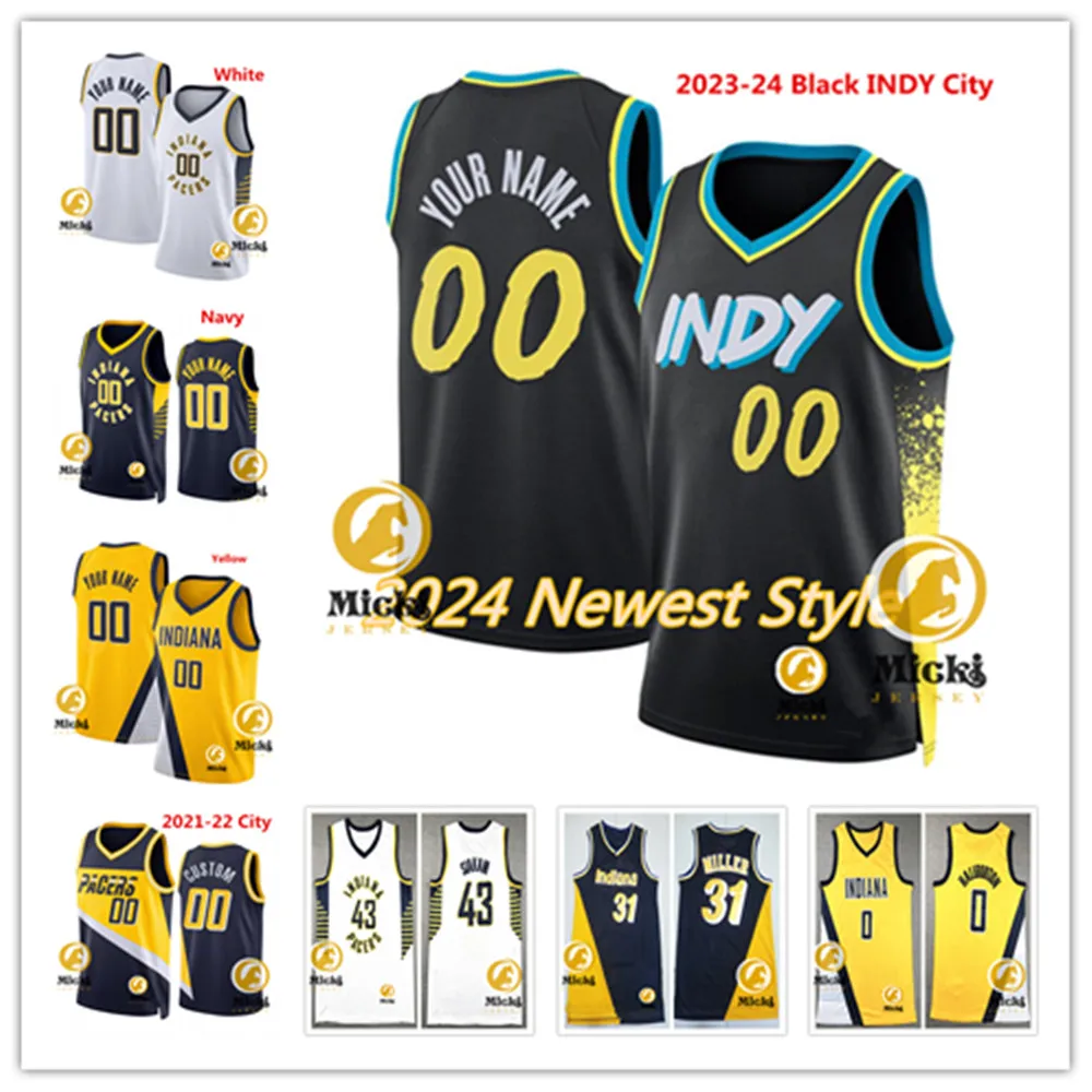 Pascal Siakam Andrew Nembhard Basketball Jersey 10 Kendall Brown 00 Bennedict Mathurin 0 Tyrese Haliburton 33 Myles Turner 25 Jalen Smith Jerseys costados costados