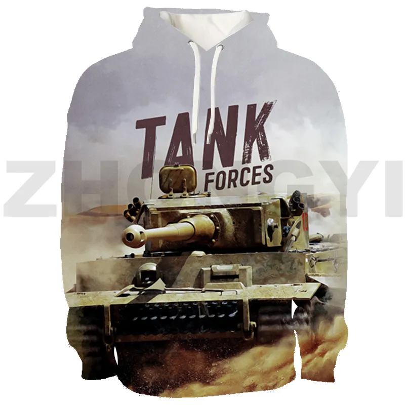 Trendy 3D Tank-Print Hoodie: Unisex War Thunder Streetwear