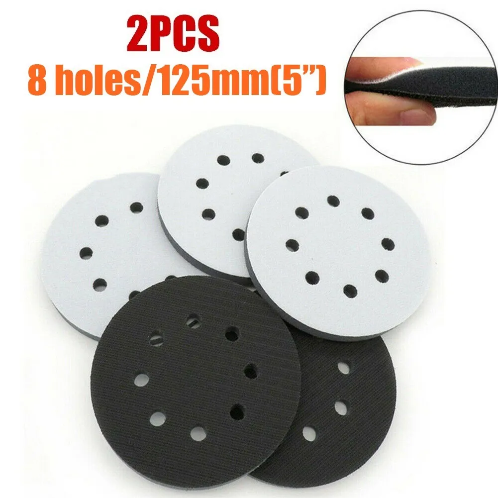 12 Pcs 5 Inch Foam Sander Pads - 8 Hole Hook & Loop Sanding Pads For Orbital Sanders