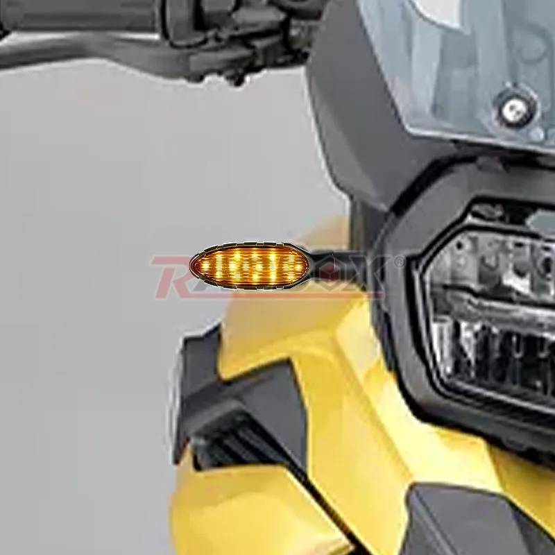 14-LED Motorcycle Turn Signals - Amber, Smoke Lens, Universal For Kawasaki Suzuki Honda, 12v