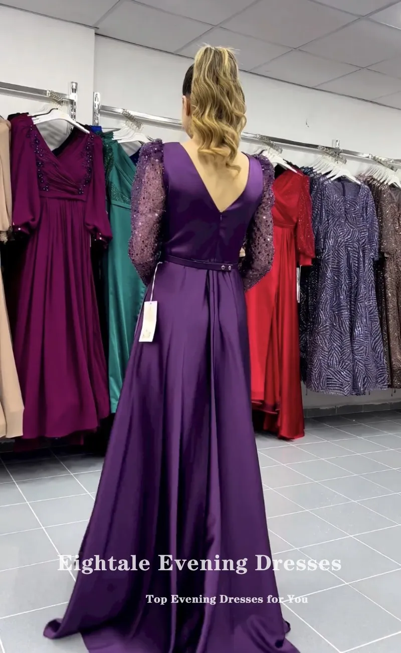 Purple A-Line Evening Dress V-Neck Full Sleeves Velour Lycra Floor-Length Formal  Gown from Dhgate Wide Brim Hats & Bucket Hats