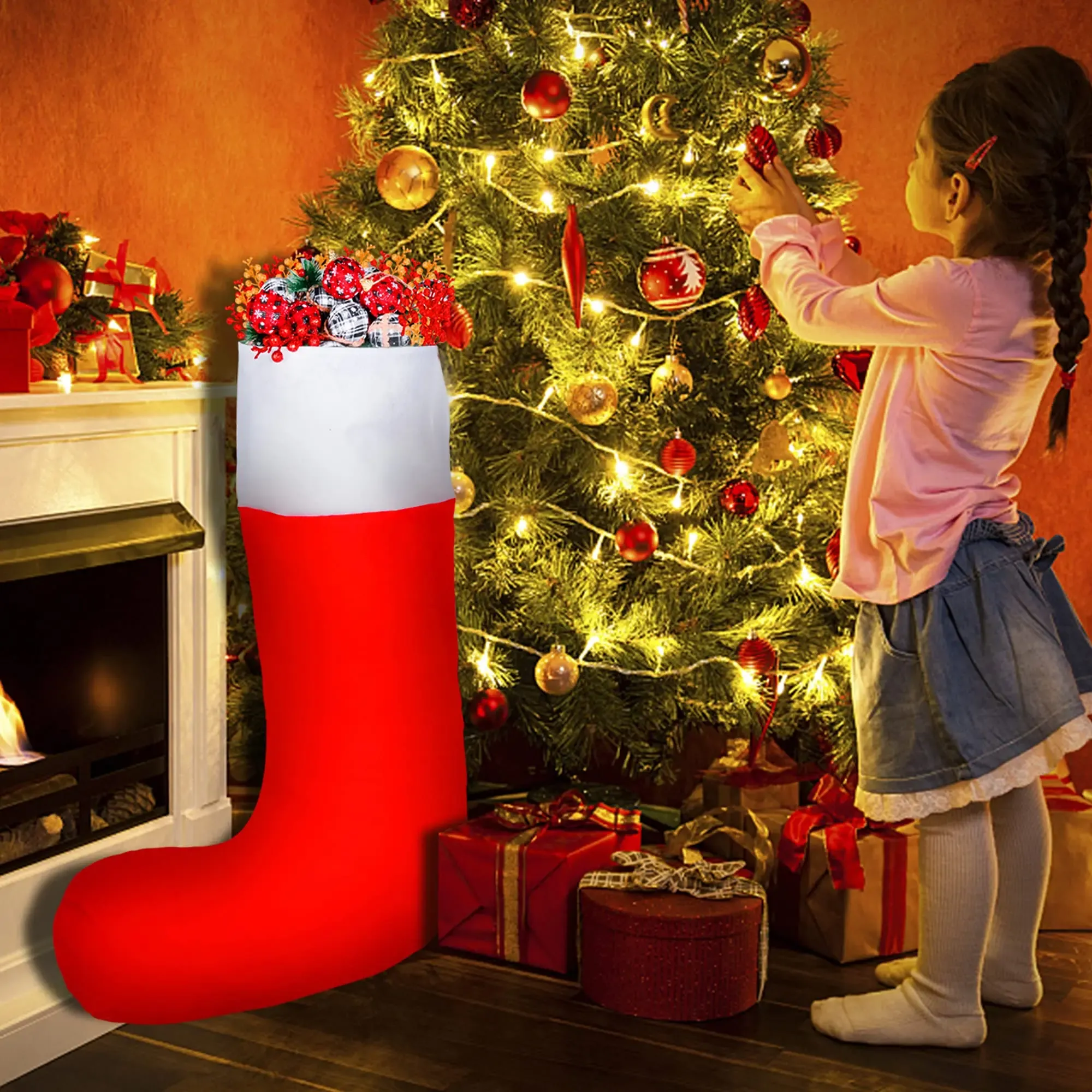 DHgate.com:Jumbo Red Felt Oversized Christmas Stockings for