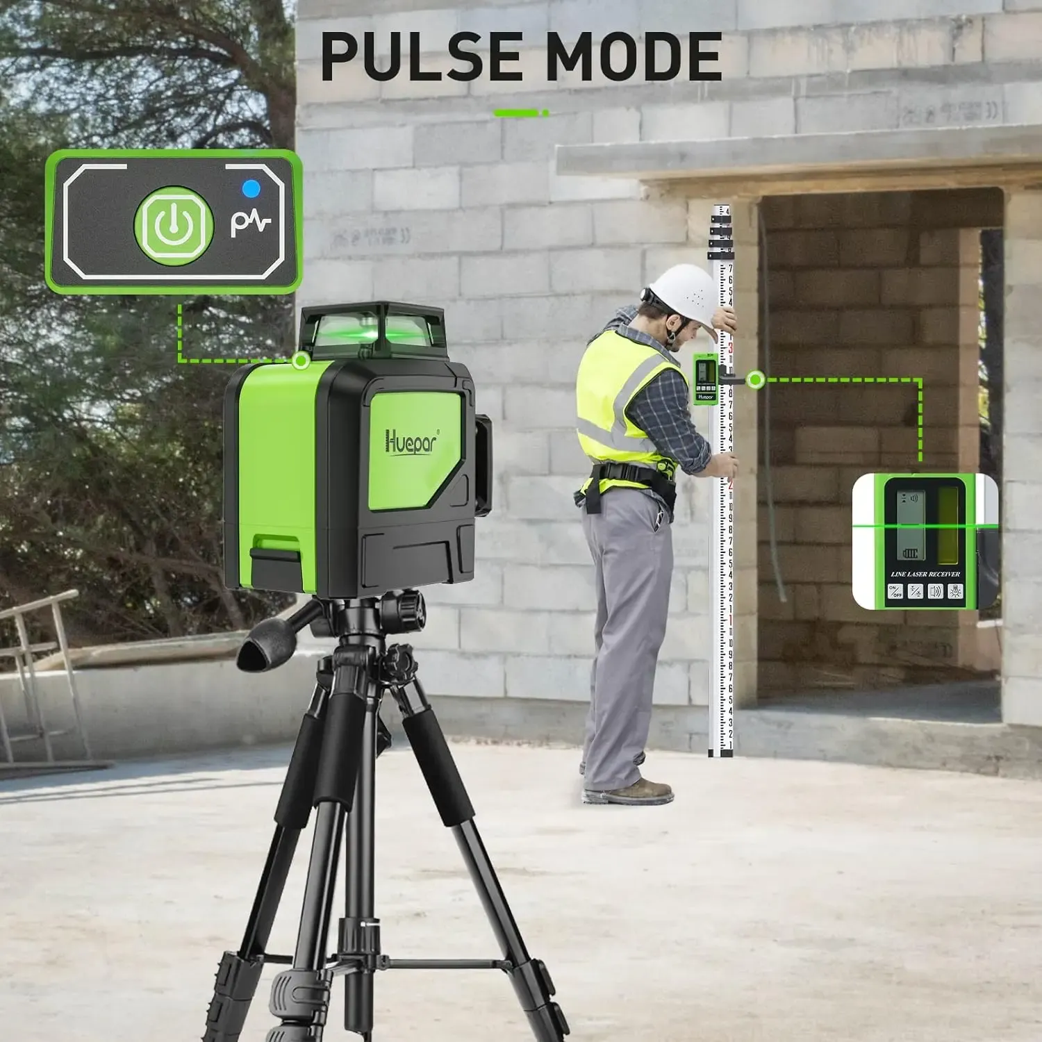 360° Green Laser Level With Tripod - Self-Leveling Cross Line Laser For Construction & Picture Hanging