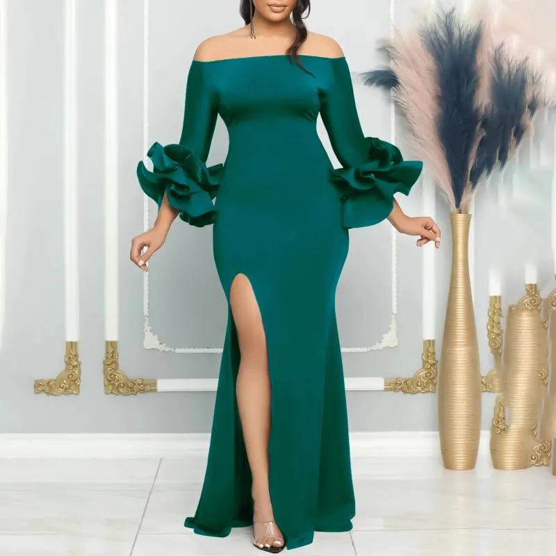 Womens Off Shoulder Bodycon Maxi Dress with Slit, Empire Waistline, and  Peplum Detail, Ankle-Length Polyester Party Gown from Dhgate Basic & Casual  Dresses - price 63.39