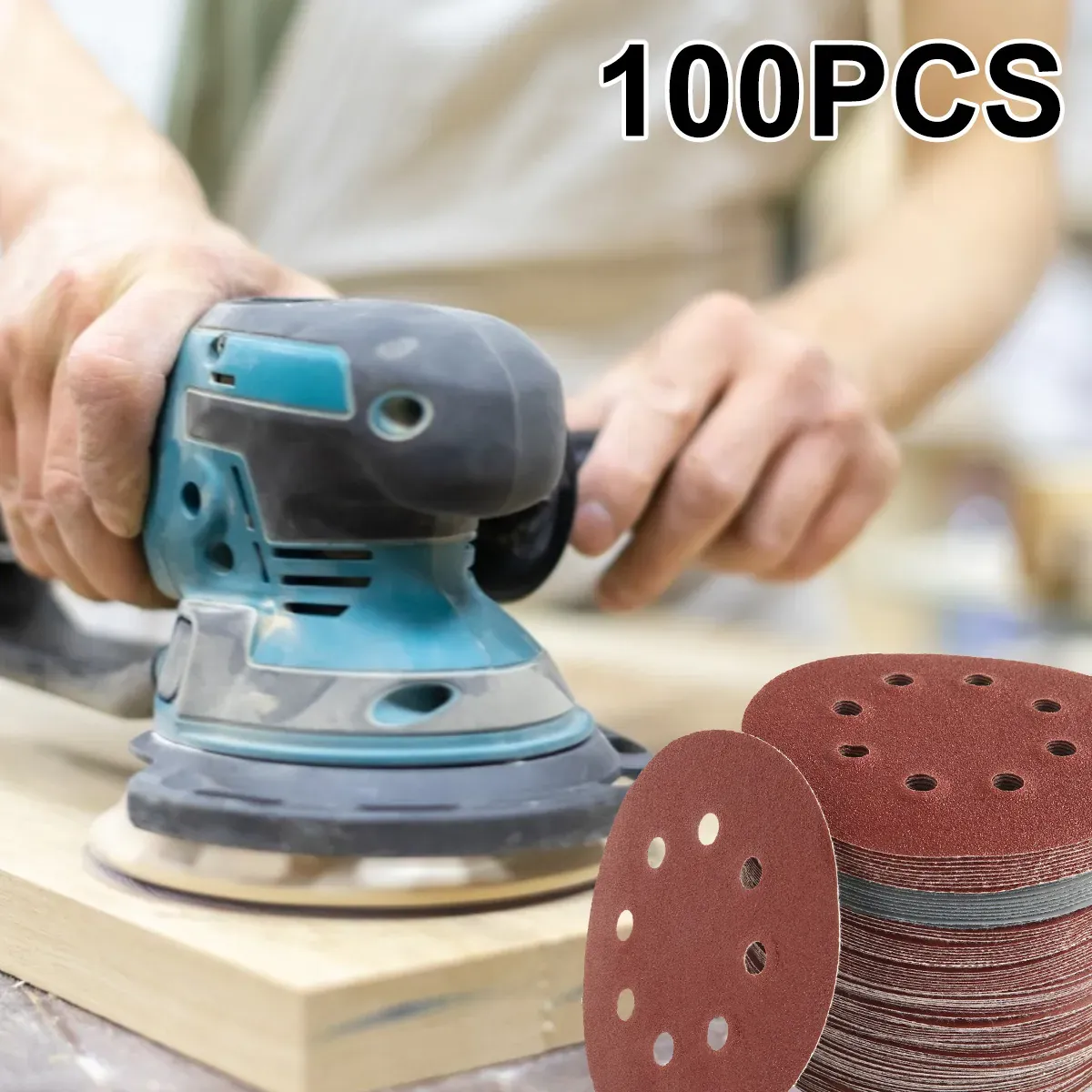 100pcs 5 Inch Sanding Discs - Hook & Loop, 10 Grits From 80 To 3000, 8 Hole For Orbital Sander - View #3