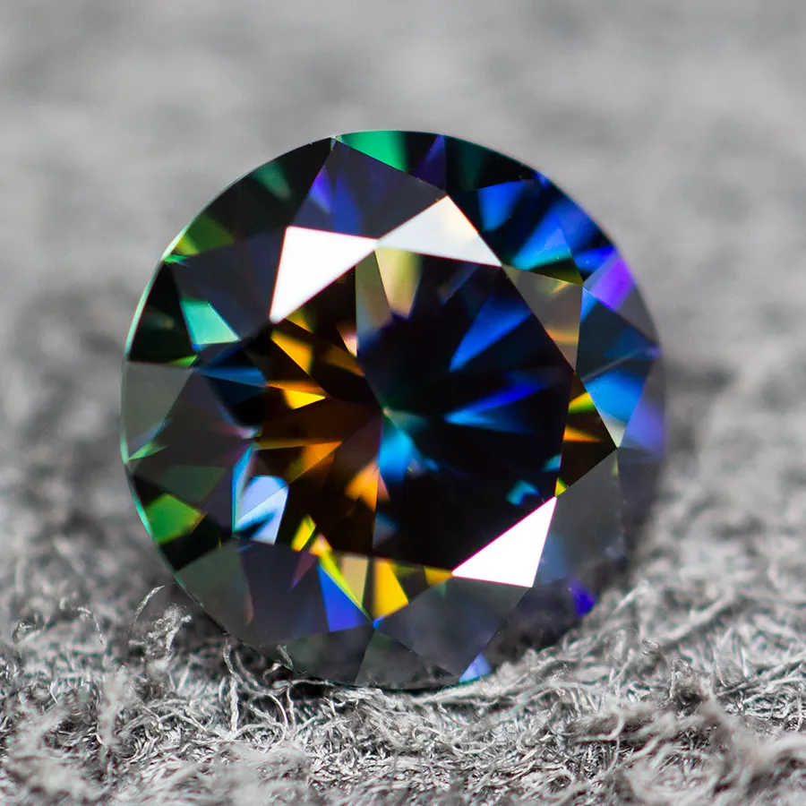 Pierre Moissanite Taille Ronde Brillante - Qualité VVS1, Cœurs Et Flèches, Créée En Labo (Thaïlande)