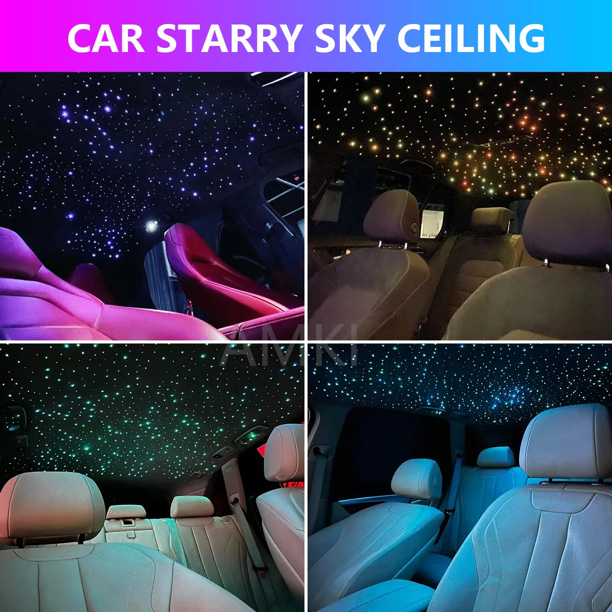 RGBW Car Roof Star Lights 6W Fiber Optic DIY Starry Sky Ceiling Lamp with APP Control