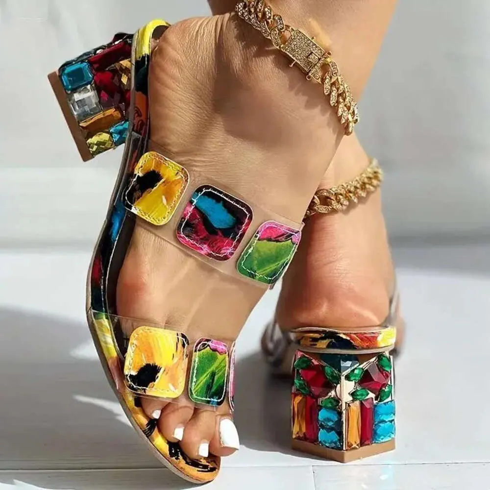Multicolor rhinestone sandals on sale