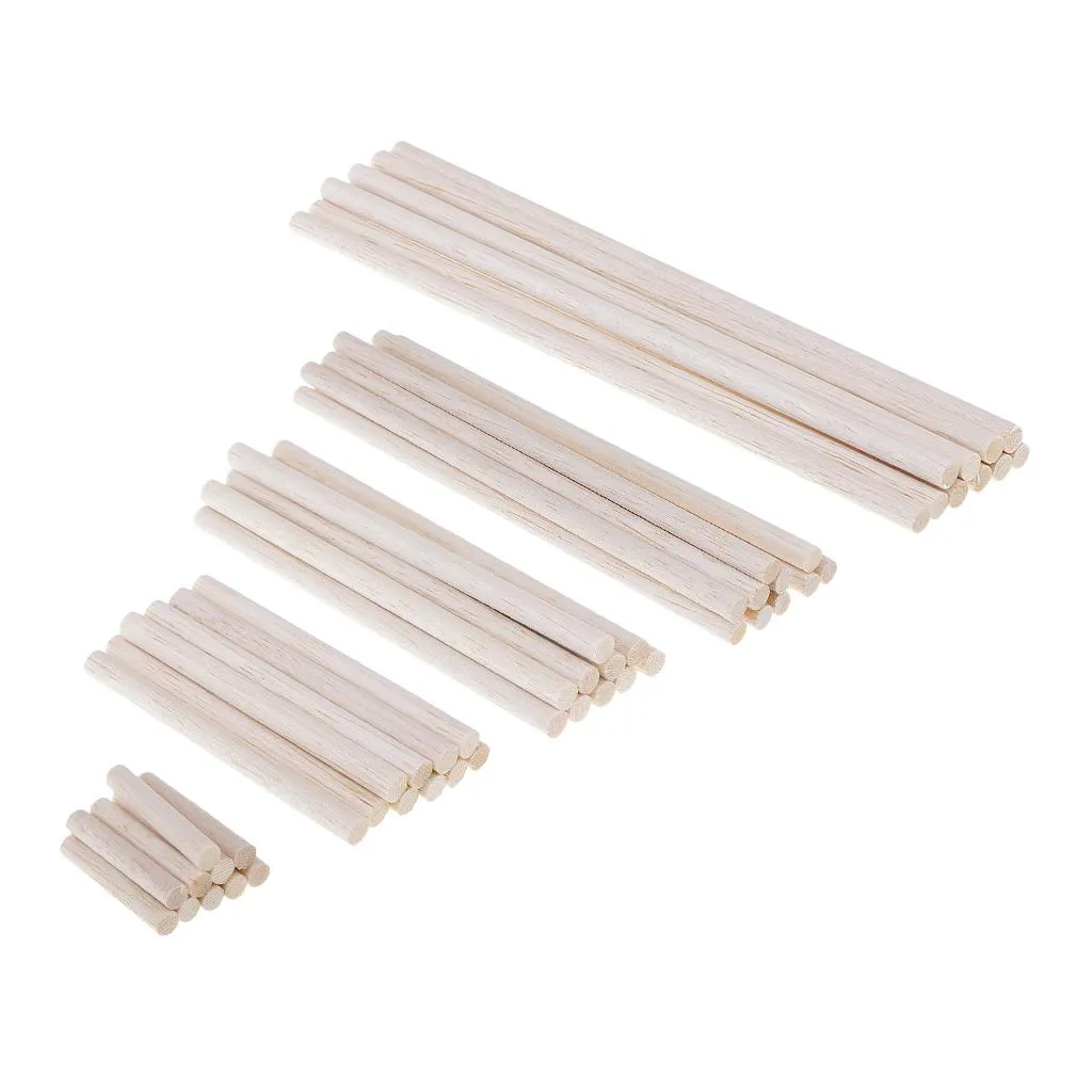 2-9.8 in 50-250mm Round Unfinished Balsa Wood Dowel Rods for Woodcraft ...
