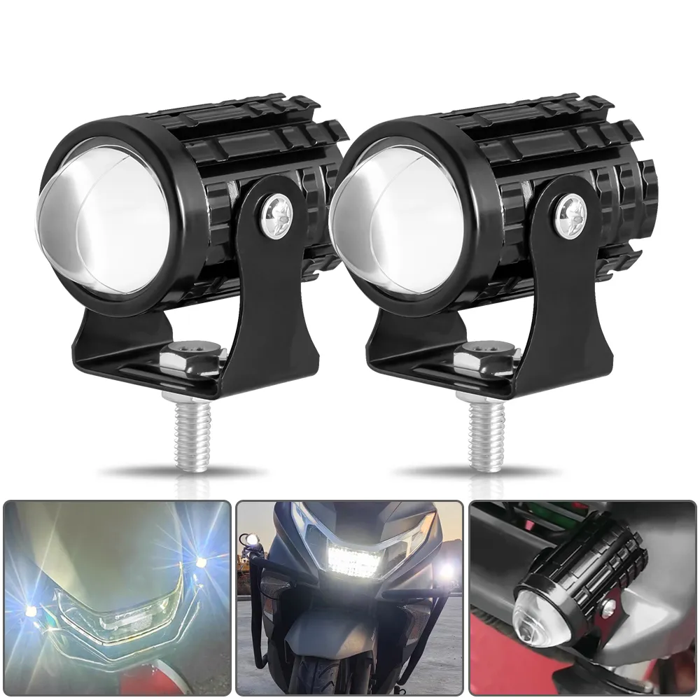 thumbnail image 2 of EXPROTAS Pair 100W Motorcycle Fog Light Spot Dual Color Auxiliary LED Headlight 2 of 5