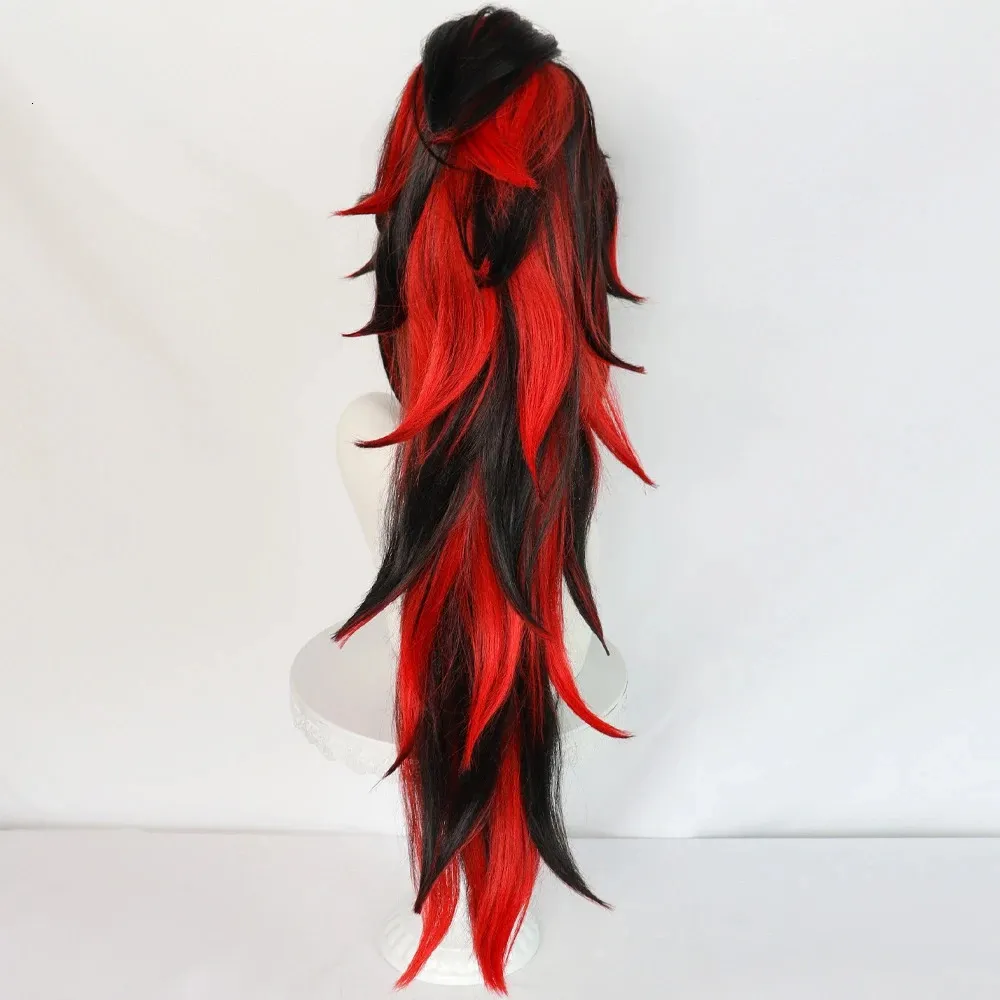 Long Cosplay Black Wine Red Mix!! Long Ombre Black Wine Red Straight Synthetic Wigs for Black  main image 2