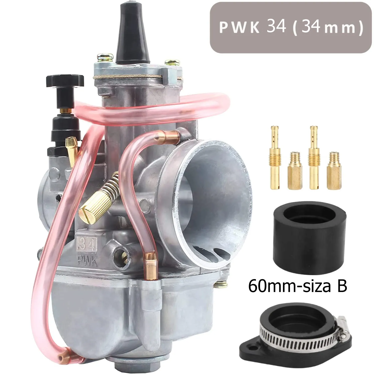 Carburateur type PWK D.34 titanium à boisseau plat avec power jet et starter à tirette - Pièces