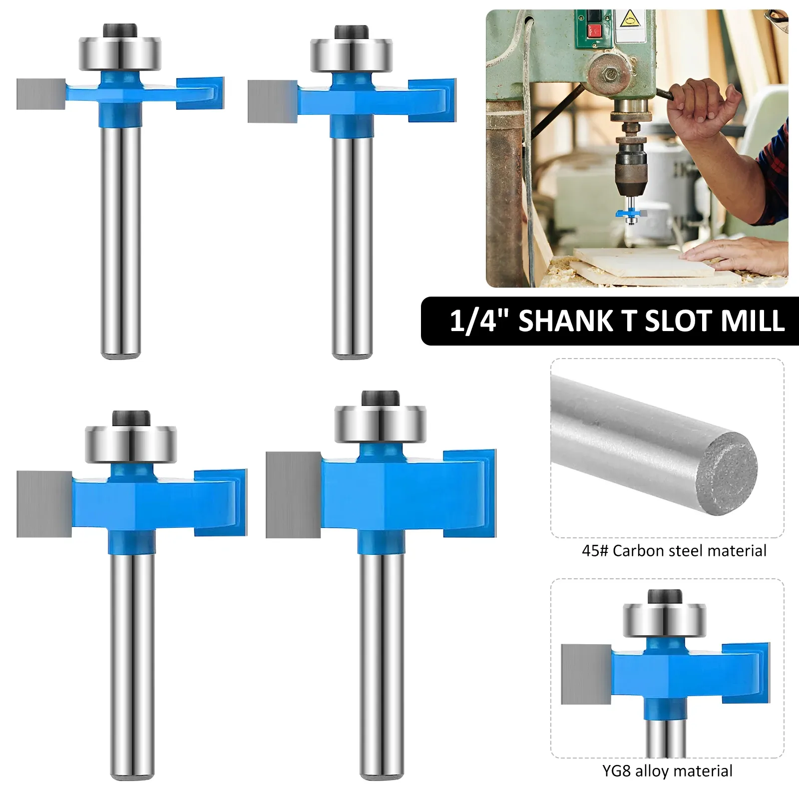 Rabbet Router Bit Sizes Explained Metal Carbide Tipped Rabbeting Router Bit Set with 6 Bearings and ...