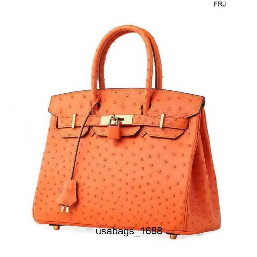 Women s Ostrich Leather Handbag Luxurious 2024 Fashion Brand