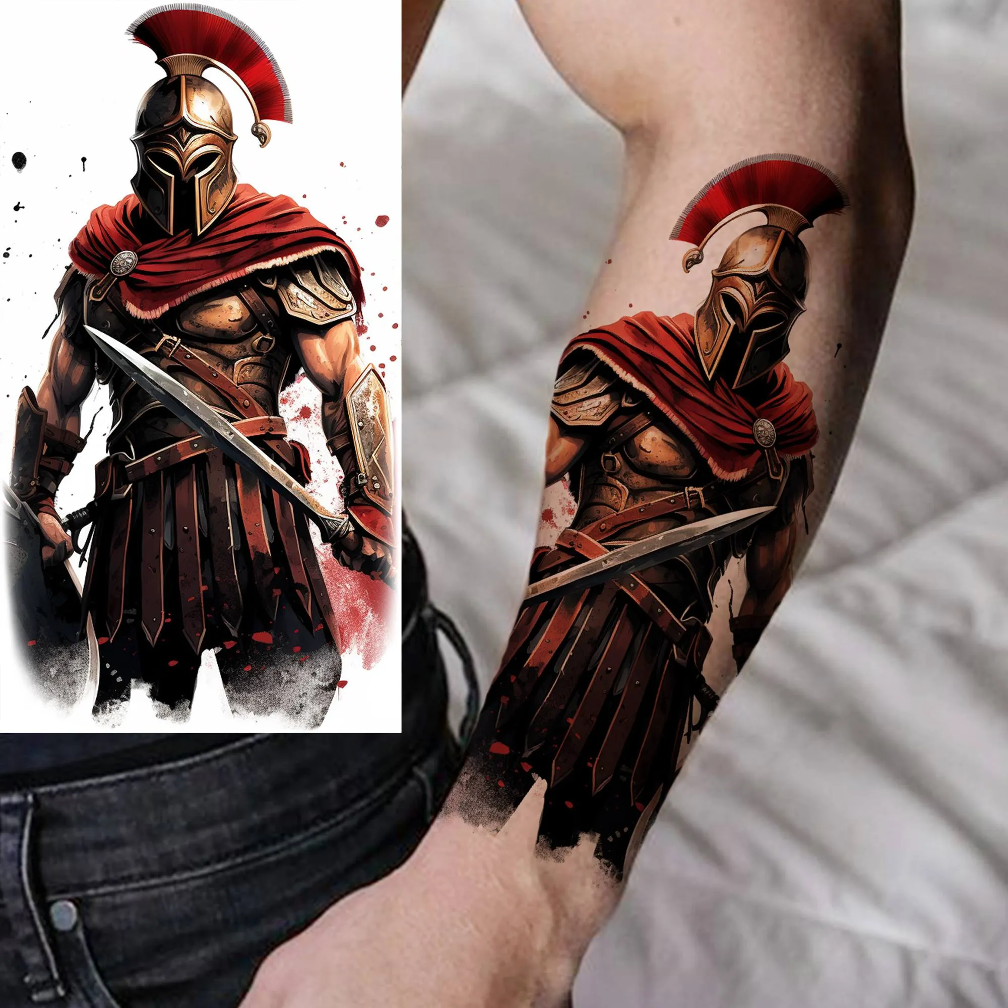 realistic warrior gladiator tattoos done at Masterpiece Tattoo, image size:2000x2000