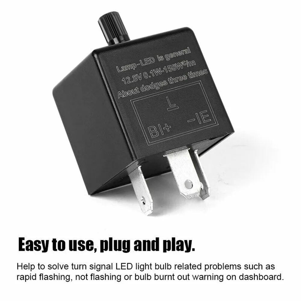 LED Turn Signal Relay: 3-Pin Adjustable 12V Motorcycle LED Flasher ...
