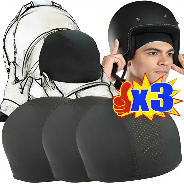 thumbnail image 2 of CHCYCLE Motorcycle Helmet Liner - Quick-Dry Moisture Wicking Under Helmet Cap, Black Medium 2 of 13