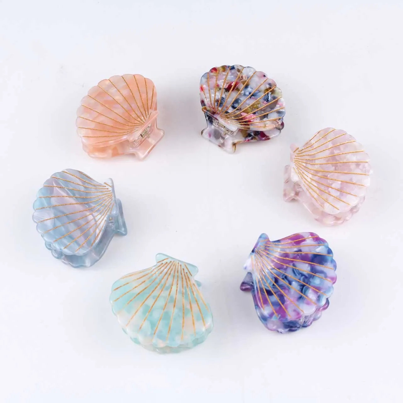 Small Shell Hair Clips Shell Shape Hair Clip: Acrylic Hair Claw Beach Hairpin, Acetate ...