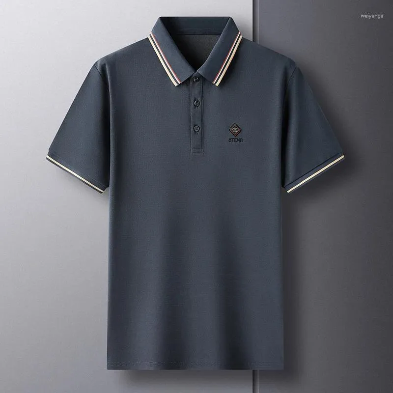 High-End Embroidered Polo Shirt: Breathable Ice Silk Short-Sleeve Summer Top