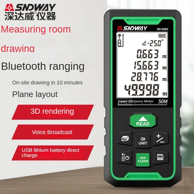 SNDWAY SW-50BG Laser Measure, Bluetooth Digital Rangefinder with Tape ...
