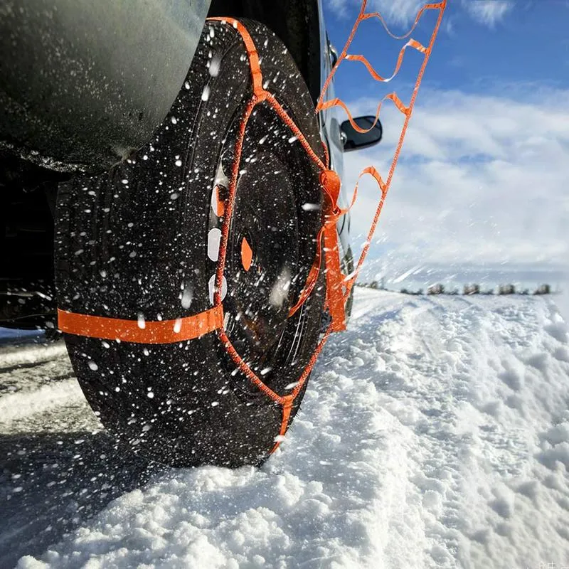 10-Piece Nylon Snow Tire Chains - Universal Fit For Cars, SUVs, Easy To Install Anti-Skid