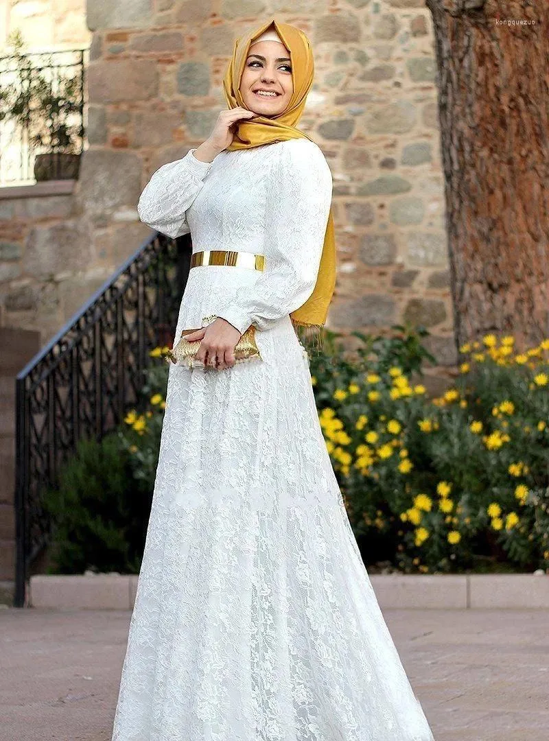 knee length dresses for ladies Navera Lace Wrap Maxi Dress- Off White M by LaMeera Moda main image 1