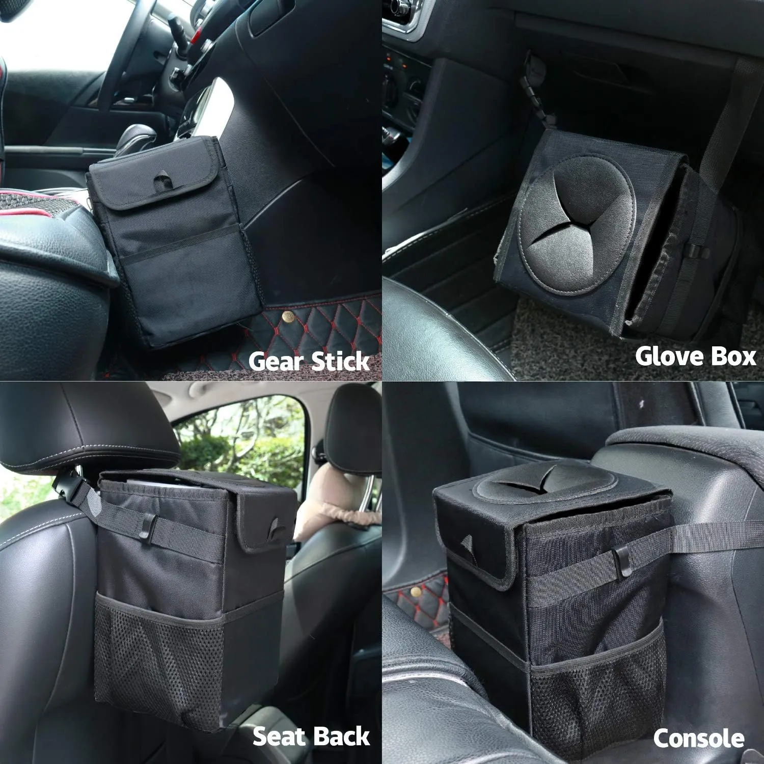 Poubelle De Voiture Imperméable Et Pliable - Avec Couvercle, Sangle Réglable Et Poches, Pour Garder L'habitacle Propre