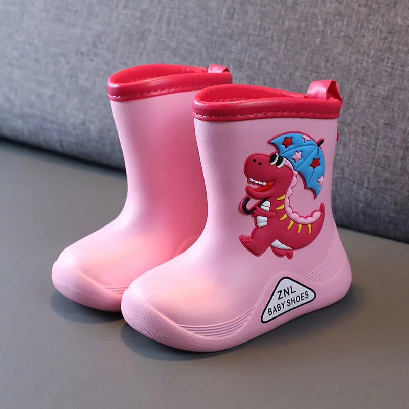 Pink dinosaur rain boots hot sale
