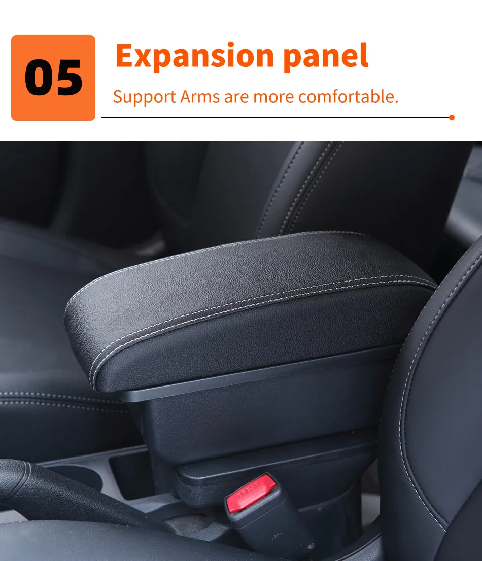Accoudoir Central Pour Toyota Aygo X, Citroën C1, Peugeot 108 - Boîte De Rangement, Sans USB, Noir