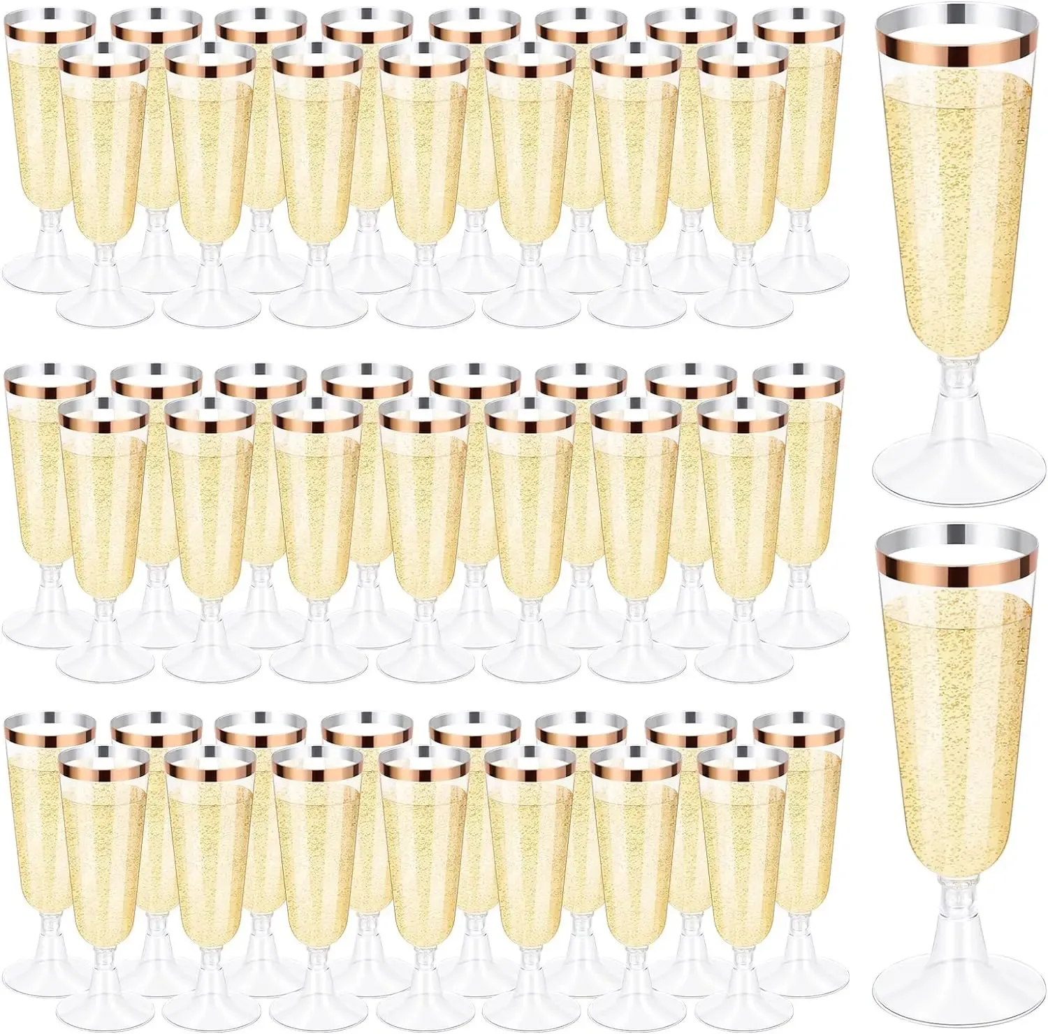 Gold rim plastic champagne flutes on sale