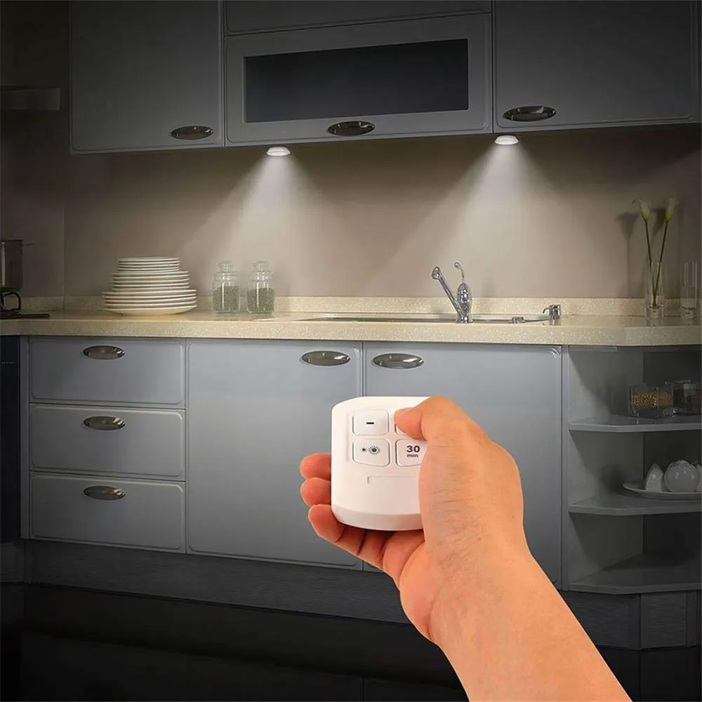 DHgate COB LED Puck Lights Dimmable Battery Powered Under Cabinet Lighting Remote Control Wardrobe Light Warm White 12 Pack Home Garden