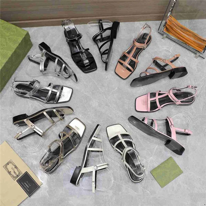 DHgate 2024 Summers Womens Sandals High End Fashion Elegant Narrow Band Thick Heel Comfortable Sandalias Size 35 42 With Box Shoes Accessories