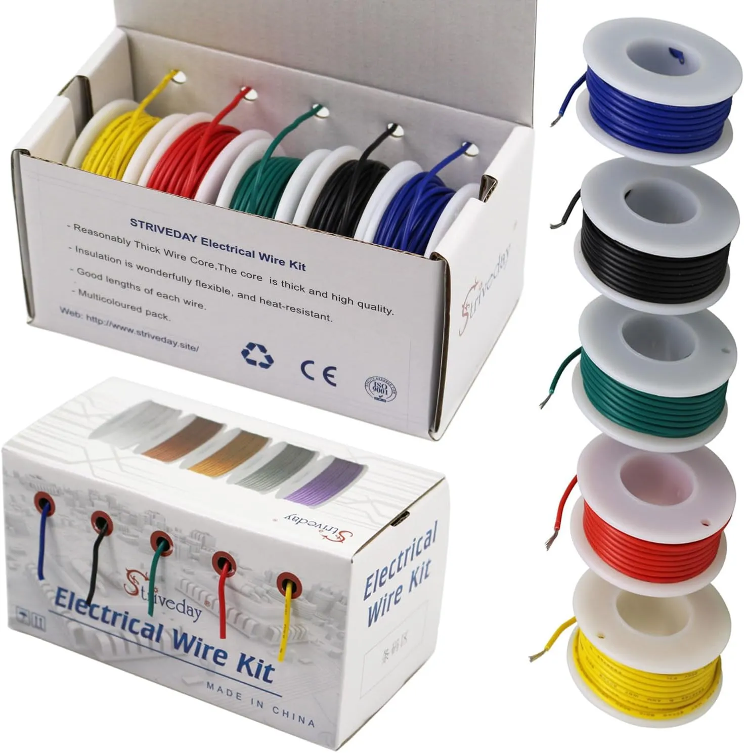 UL1007 Electrical Cable Kit 22 24 26 28 30 AWG Stranded Tinned Copper ...