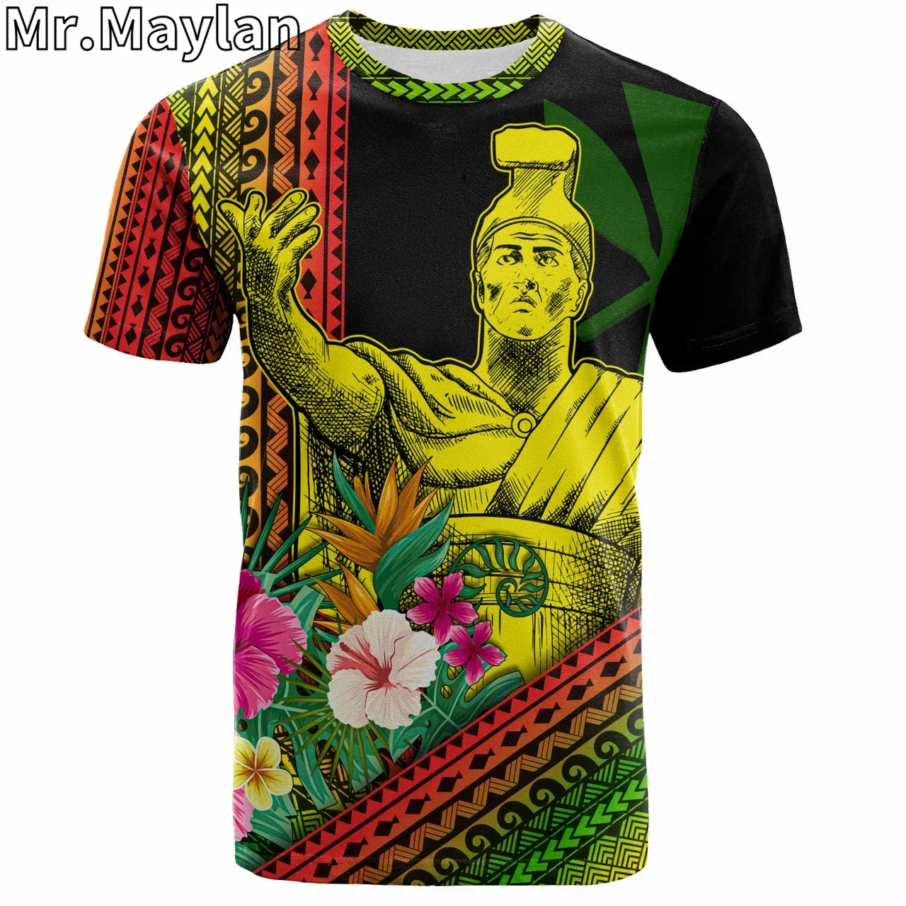 3D Ninth Island Gourmet Hawaii Polynesian T-Shirt Gold Tribal Wave